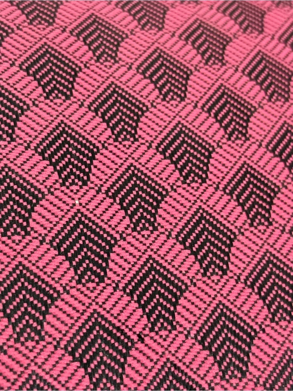 Vintage Mid Century Hot Pink Geometric & Black Velvet Jewelry Box Organizer Case